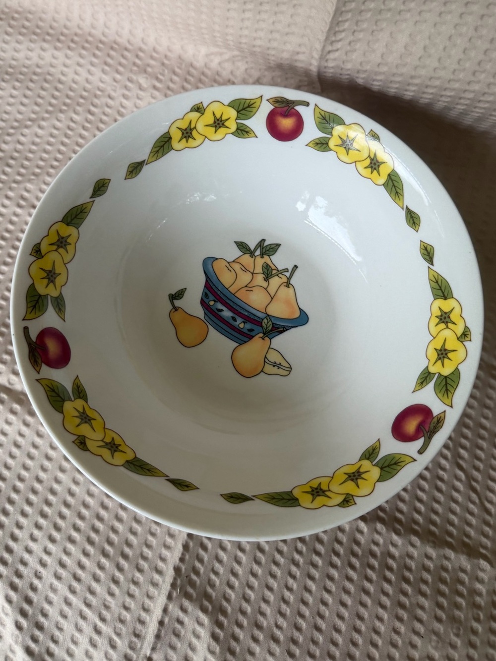 Home Essentials Fruit & Floral Ceramic Bowl - Yellow, Red, Green, White, Blue
